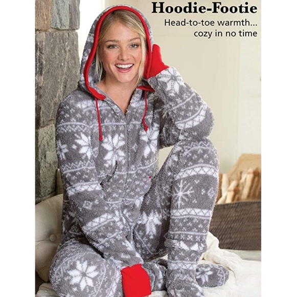 🎅 PAJAMAGRAM Hoodie-Footie Nordic Fleece Onesie 🎅
